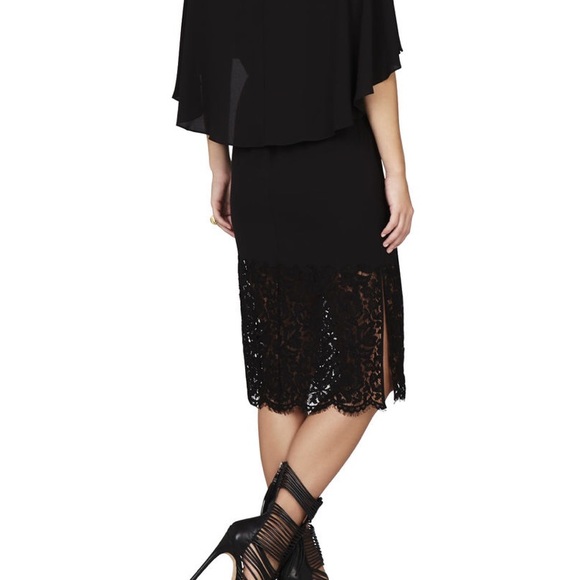 NWT BCBG Lace Blocked Cape Dress - Picture 4 of 8